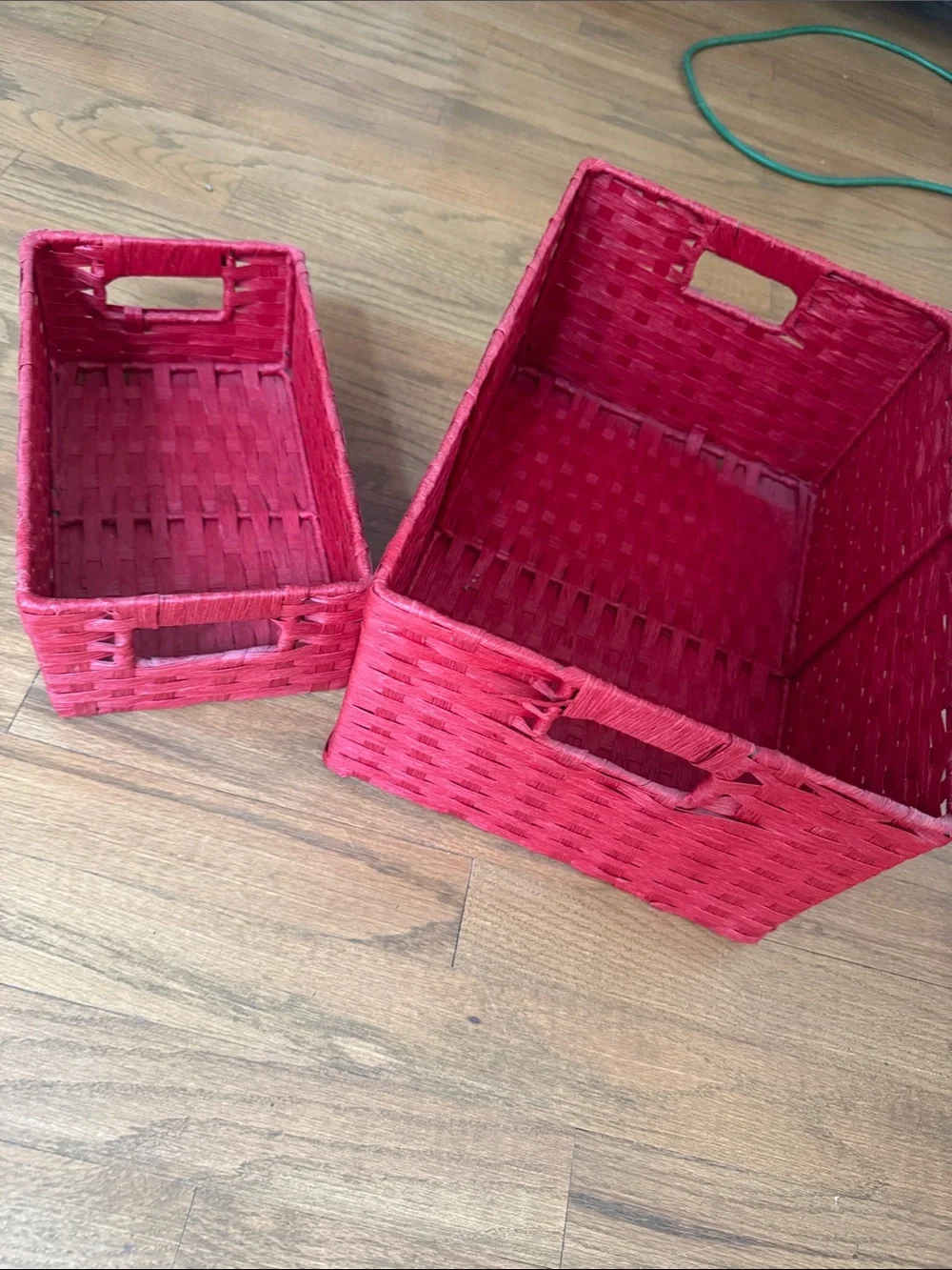 Red Woven Storage Baskets - Set of 3 10x6 and 14x10